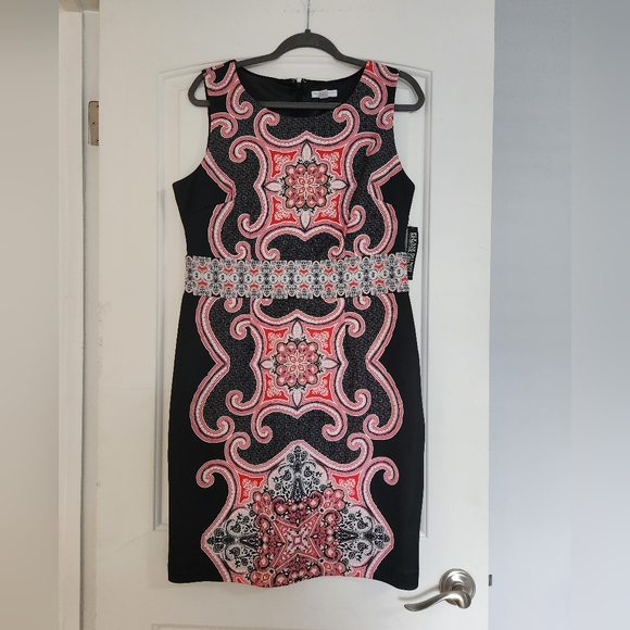 NWT NEW YORK & COMPANY Scuba Sheath Dress Red & Black (NEW) - Picture 6 of 6